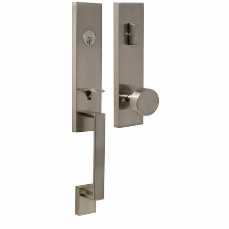 WESLOCK Leighton Single Cylinder Handleset with Mesa Knob Trim with Adjustable Latch and Round and 02870-N4NSL2D